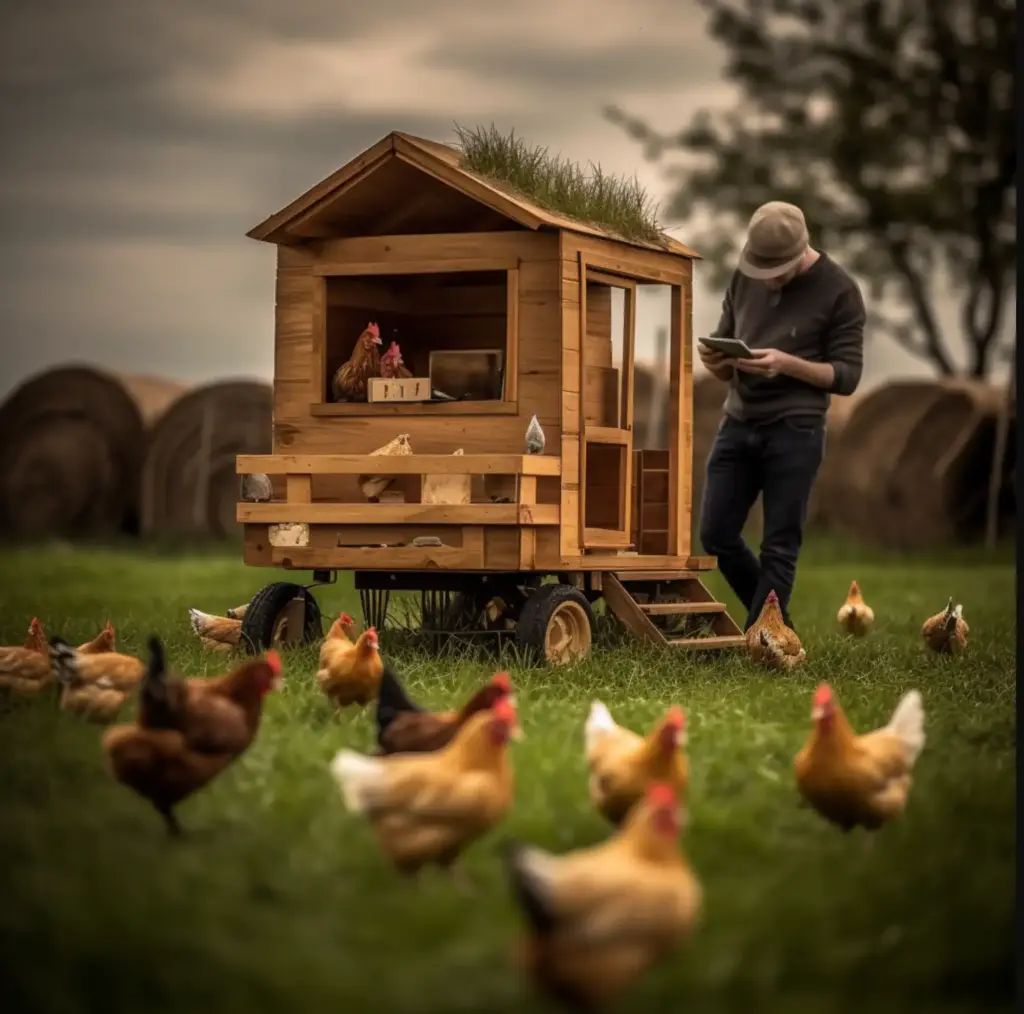 Mobiler Stall auf Wiese