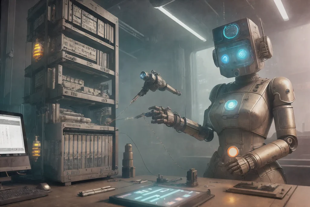 Ein Roboter welcher Daten sortiert