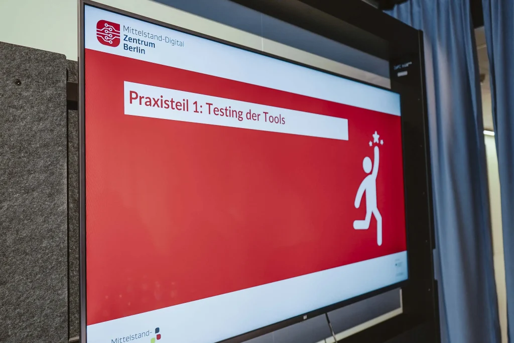 Bildschirm mit einer Grafik eines Praxisworkshops