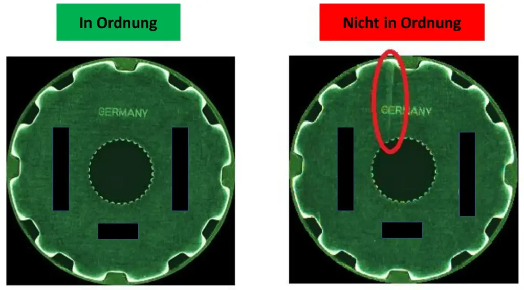 Beispielhafte i.O. und n.i.O. Bauteile