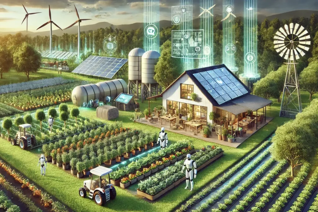 KI generierte Zukunftsvision eines digitalisierten Agrarbetriebes