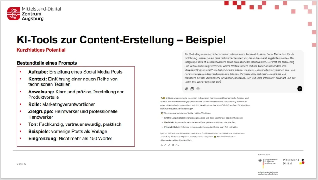 KI-Tools zur Content-Erstellung - Beispiel