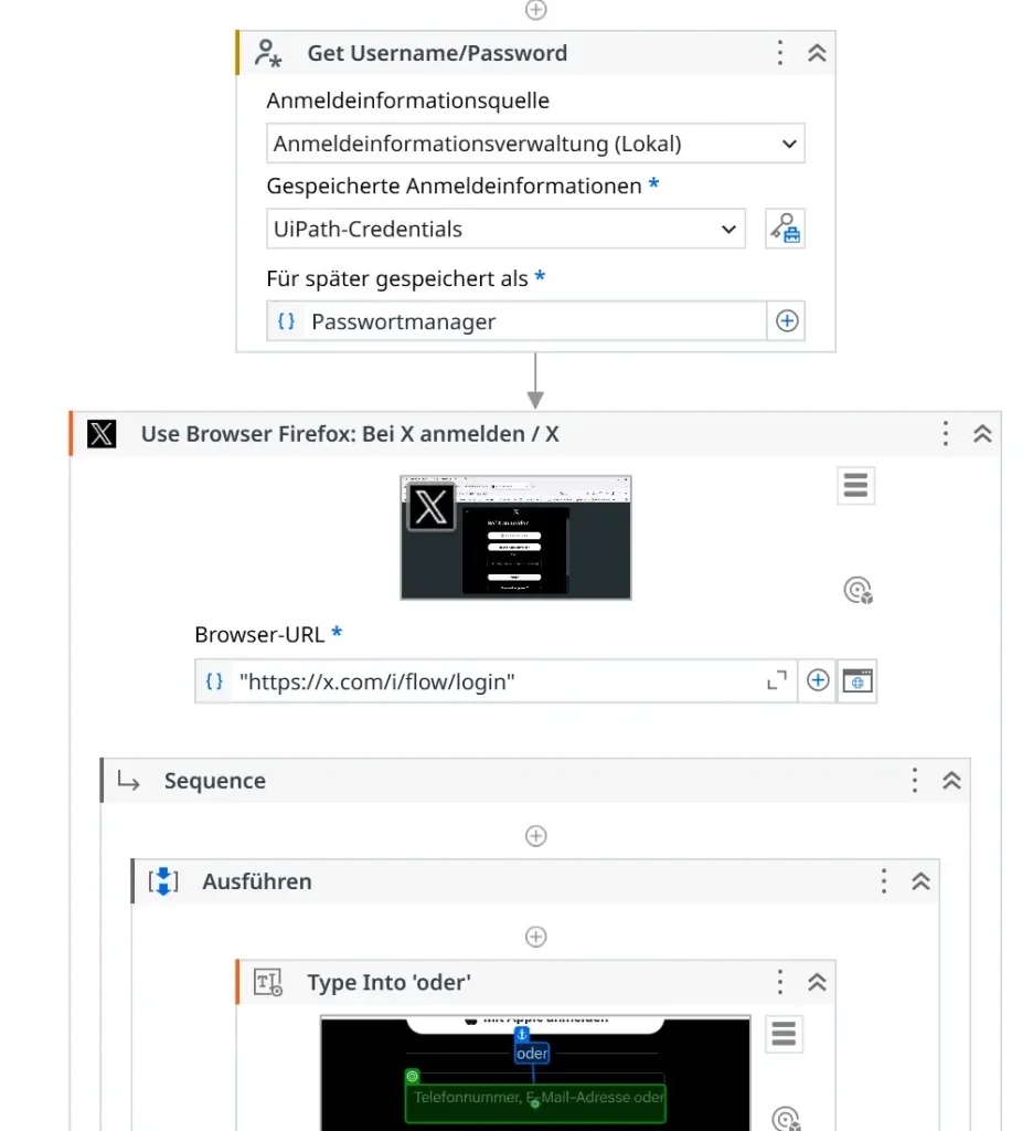 Eine beispielhafte Login-Prozedur mit einem RPA-Bot
