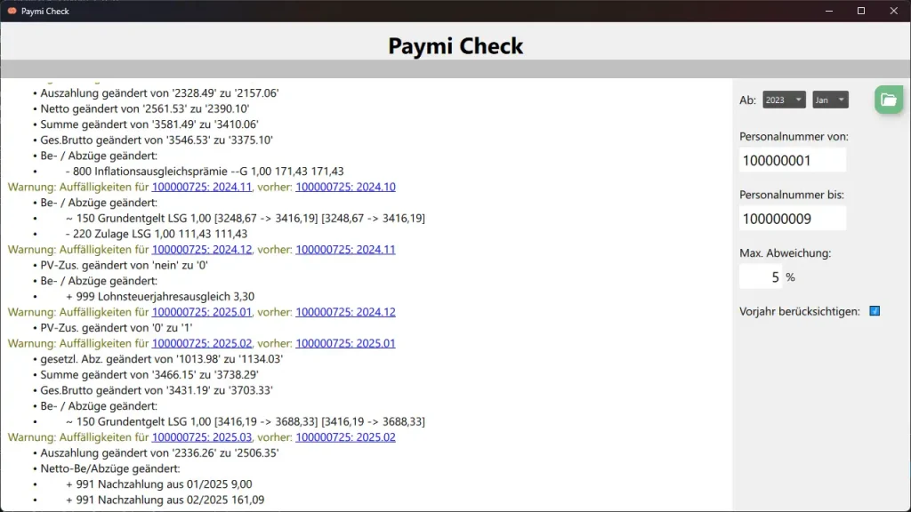 Screenshot mit Fehlerliste