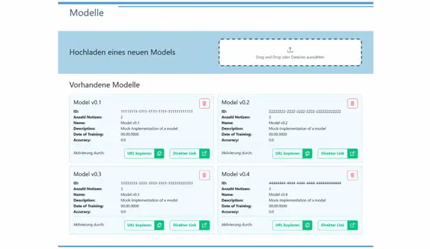 Detaillierte Anzeige vorhandener Modelle