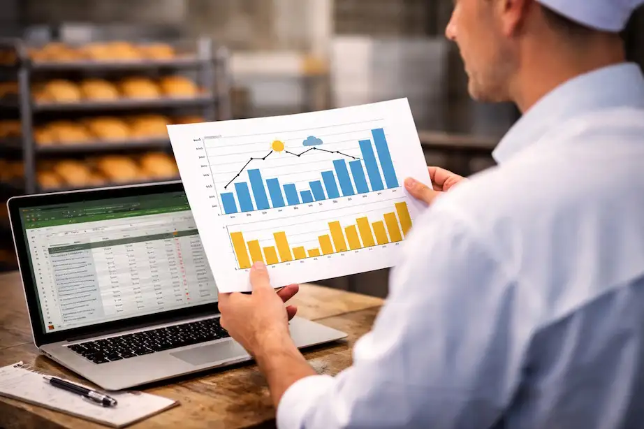 Statistisches Diagramm in Bäckerei